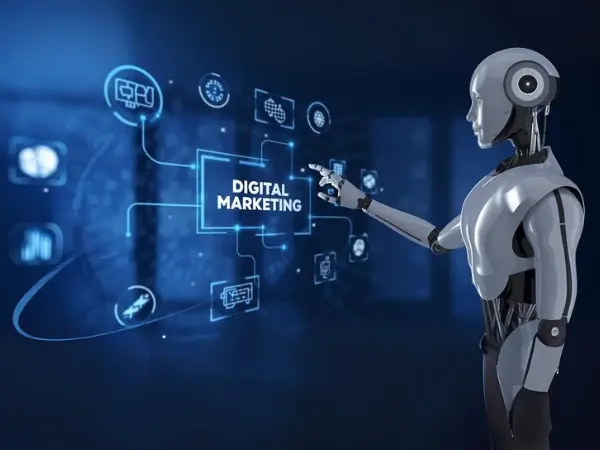 Robot interacting with digital marketing interface